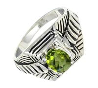 SILVERTROVE Anillo de plata de ley 925 con piedras preciosas Peridoto para hombre y mujer. Artículo de regalo. Joyería artesanal CRG1169AJ_53 (16.9)