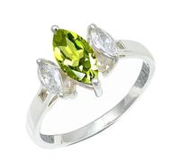 SILVERTROVE Anillo de plata de ley 925 con piedras preciosas Peridoto para hombre y mujer. Artículo de regalo. Joyería artesanal CRG1244AJ_50 (15.9)