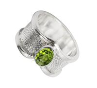 SILVERTROVE Anillo de plata de ley 925 con piedras preciosas Peridoto para hombre y mujer. Artículo de regalo. Joyería artesanal CRG1100AJ_54 (17.2)