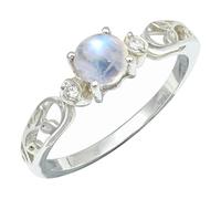 SILVERTROVE Anillo de plata de ley 925 con piedras preciosas Pietra di luna arcobaleno para hombre y mujer. Artículo de regalo. Joyería CRG1237BO_65 (20.7)