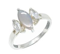 SILVERTROVE Anillo de plata de ley 925 con piedras preciosas Pietra di luna bianca para hombre y mujer. Artículo de regalo. Joyería artesanal CRG1244BP_51 (16.2)