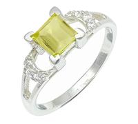 SILVERTROVE Anillo de plata de ley 925 con piedras preciosas Quarzo limone coltivato in laboratorio para hombre y mujer. Artículo de regalo. Joyería artesanal CRG1247BA_49 (15.6)
