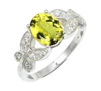 SILVERTROVE Anillo de plata de ley 925 con piedras preciosas Quarzo limone coltivato in laboratorio para hombre y mujer. Artículo de regalo. Joyería artesanal CRG1251BA_49 (15.6)