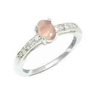 SILVERTROVE Anillo de plata de ley 925 con piedras preciosas Quarzo rosa para hombre y mujer. Artículo de regalo. Joyería artesanal CRG1240BX_67 (21.3)