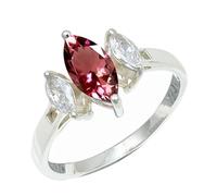 SILVERTROVE Anillo de plata de ley 925 con piedras preciosas Tormalina rosa coltivato in laboratorio para hombre y mujer. Artículo de regalo. Joyería artesanal CRG1244AR_71 (22.6)