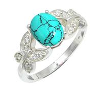 SILVERTROVE Anillo de plata de ley 925 con piedras preciosas Turchese sintetico para hombre y mujer. Artículo de regalo. Joyería artesanal CRG1251BU_65 (20.7)