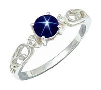 SILVERTROVE Anillo de plata de ley 925 con piedras preciosas Zaffiro blu Linde Star coltivato in laboratorio para hombre y mujer. Artículo de regalo. Joyería CRG1237BG_65 (20.7)