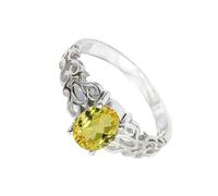 SILVERTROVE Anillo de plata de ley 925 con piedras preciosas Zafiro amarillo cultivado en laboratorio para hombre y mujer. Artículo de regalo. Joyería CRG1121AP_63 (20.1)