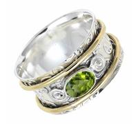 SILVERTROVE Anillo giratorio de plata de ley 925 maciza con piedras preciosas Peridoto, joyería hecha a mano para hombres y mujeres, CRG1212AJ_54 (17.2)
