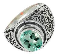 SILVERTROVE piedras preciosas Aguamarina cultivada en laboratorio Anillo de chapado en plata hombre y mujer. Artículo regalo. Joyería CRG1220AY_75 (23.9)