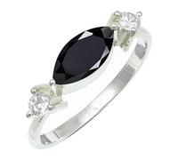 SILVERTROVE piedras preciosas Onice nero Anillo de meditación chapado en plata hombre y mujer. Artículo regalo. Joyería artesanal CRG1249AE_58 (18.5)