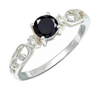 SILVERTROVE piedras preciosas Onice nero Anillo de meditación chapado en plata hombre y mujer. Artículo regalo. Joyería artesanal CRG1237AE_52 (16.6)