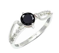 SILVERTROVE piedras preciosas Onice nero Anillo de meditación chapado en plata hombre y mujer joyería hecha a mano CRG1242AE_59 (18.8)