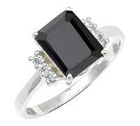 SILVERTROVE piedras preciosas Onice nero Anillo de meditación chapado en plata hombre y mujer joyería regalo hecha a mano CRG1252AE_49 (15.6)