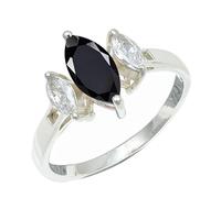 SILVERTROVE piedras preciosas Onice nero Anillo de meditación chapado en plata hombre y mujer joyería regalo hecha a mano CRG1244AE_66 (21.0)