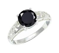 SILVERTROVE piedras preciosas Onice nero Anillo de meditación chapado en plata hombre y mujer joyería hecha a mano CRG1254AE_63 (20.1)
