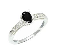 SILVERTROVE piedras preciosas Onice nero Anillo de meditación chapado en plata hombre y mujer joyería regalo hecha a mano CRG1240AE_55 (17.5)