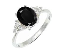 SILVERTROVE piedras preciosas Onice nero Anillo de meditación chapado en plata hombre y mujer joyería hecha a mano CRG1246AE_69 (22.0)