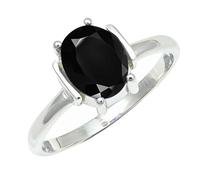 SILVERTROVE piedras preciosas Onice nero Anillo de meditación chapado en plata hombre y mujer todos los tamaños joyería CRG1255AE_54 (17.2)