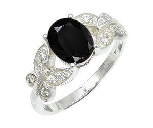 SILVERTROVE piedras preciosas Onice nero Anillo de meditación chapado en plata hombre y mujer todos los tamaños joyería CRG1251AE_64 (20.4)