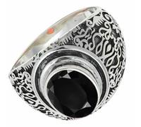 SILVERTROVE piedras preciosas Ónix negro Anillo de meditación chapado en plata hombre y mujer. Artículo regalo. Joyería artesanal CRG1220AE_49 (15.6)