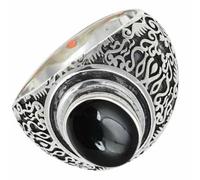 SILVERTROVE piedras preciosas Ónix negro cabujón Anillo de meditación chapado en plata hombre y mujer todos los tamaños joyería CRG1220BY_60 (19.1)