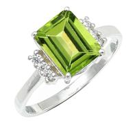 SILVERTROVE piedras preciosas Peridoto Anillo de meditación chapado en plata hombre y mujer. Artículo regalo. Joyería artesanal CRG1252AJ_73 (23.2)