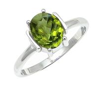 SILVERTROVE piedras preciosas Peridoto Anillo de meditación chapado en plata hombre y mujer joyería regalo hecha a mano CRG1255AJ_53 (16.9)