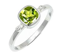 SILVERTROVE piedras preciosas Peridoto Anillo de meditación chapado en plata hombre y mujer joyería hecha a mano CRG1245AJ_47 (15.0)