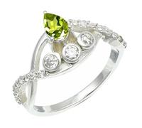 SILVERTROVE piedras preciosas Peridoto Anillo de meditación chapado en plata hombre y mujer joyería hecha a mano CRG1253AJ_54 (17.2)