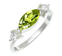 SILVERTROVE piedras preciosas Peridoto Anillo de meditación chapado en plata hombre y mujer joyería hecha a mano CRG1249AJ_69 (22.0)