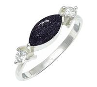 SILVERTROVE piedras preciosas Pietra del sole sintetica Anillo de chapado en plata hombre y mujer. Artículo regalo. Joyería artesanal CRG1249CA_56 (17.8)