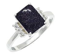 SILVERTROVE piedras preciosas Pietra del sole sintetica Anillo de chapado en plata hombre y mujer joyería regalo hecha a mano CRG1252CA_52 (16.6)