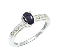 SILVERTROVE piedras preciosas Pietra del sole sintetica Anillo de chapado en plata hombre y mujer joyería regalo hecha a mano CRG1240CA_54 (17.2)