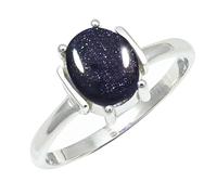 SILVERTROVE piedras preciosas Pietra del sole sintetica Anillo de meditación chapado en plata hombre y mujer todos los tamaños joyería CRG1255CA_62 (19.7)