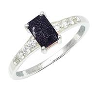 SILVERTROVE piedras preciosas Pietra del sole sintetica Anillo de meditación chapado en plata hombre y mujer todos los tamaños joyería CRG1239CA_54 (17.2)
