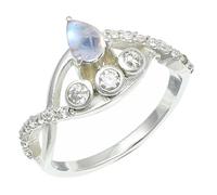 SILVERTROVE piedras preciosas Pietra di luna arcobaleno Anillo de chapado en plata hombre y mujer. Artículo regalo. Joyería CRG1253BO_52 (16.6)