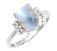 SILVERTROVE piedras preciosas Pietra di luna arcobaleno Anillo de chapado en plata hombre y mujer joyería regalo hecha a mano CRG1252BO_70 (22.3)