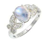 SILVERTROVE piedras preciosas Pietra di luna arcobaleno Anillo de meditación chapado en plata hombre y mujer todos los tamaños joyería CRG1251BO_58 (18.5)