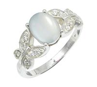 SILVERTROVE piedras preciosas Pietra di luna bianca Anillo de chapado en plata hombre y mujer joyería regalo hecha a mano CRG1251BP_55 (17.5)