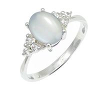 SILVERTROVE piedras preciosas Pietra di luna bianca Anillo de chapado en plata hombre y mujer todos los tamaños joyería CRG1246BP_49 (15.6)