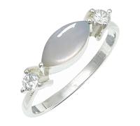 SILVERTROVE piedras preciosas Pietra di luna bianca Anillo de meditación chapado en plata hombre y mujer joyería hecha a mano CRG1249BP_55 (17.5)