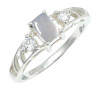 SILVERTROVE piedras preciosas Pietra di luna bianca Anillo de meditación chapado en plata hombre y mujer. Artículo regalo. Joyería artesanal CRG1248BP_70 (22.3)