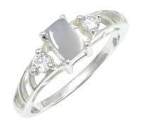 SILVERTROVE piedras preciosas Pietra di luna bianca Anillo de meditación chapado en plata hombre y mujer. Artículo regalo. Joyería artesanal CRG1248BP_67 (21.3)