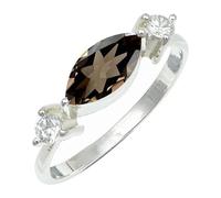 SILVERTROVE piedras preciosas Quarzo fumé Anillo de meditación chapado en plata hombre y mujer joyería regalo hecha a mano CRG1249AD_65 (20.7)