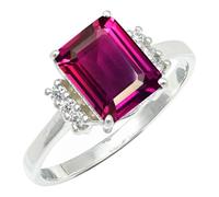 SILVERTROVE piedras preciosas Rodolite coltivato in laboratorio Anillo de chapado en plata hombre y mujer joyería hecha a mano CRG1252AW_65 (20.7)