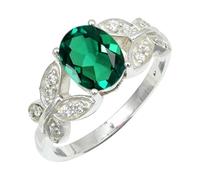 SILVERTROVE piedras preciosas Smeraldo coltivato in laboratorio Anillo de chapado en plata hombre y mujer joyería regalo hecha a mano CRG1251AN_65 (20.7)