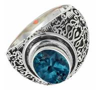 SILVERTROVE piedras preciosas Topacio azul Londres cultivado en laboratorio Anillo chapado en plata hombre y mujer joyería regalo mano CRG1220AT_47 (15.0)