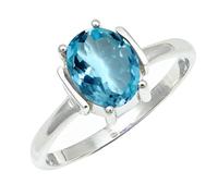 SILVERTROVE piedras preciosas Topazio blu Anillo de chapado en plata hombre y mujer. Artículo regalo. Joyería artesanal CRG1255AK_65 (20.7)