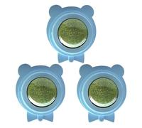 Silvervine Tr - Bola de hierba gatera de 5,5 x 4,5 x 4,7 cm, 3 unidades de bolas de menta para gatos domésticos, giratorias montadas en la pared, diseño de oso de lamer juguete divertido para gatos